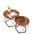 Ester - Round Wood Coffee Table Set of 2 Oval Coffee Table