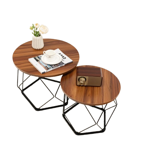 Ester - Round Wood Coffee Table Set of 2 Oval Coffee Table