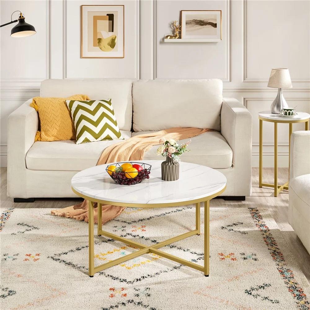 Sivert - Modern Oval Coffee Table Faux Marble