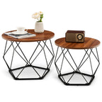 Ester - Round Wood Coffee Table Set of 2 Oval Coffee Table