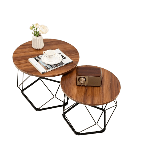 Ester - Round Wood Coffee Table Set of 2 Oval Coffee Table - Grella Boutique