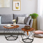 Ester - Round Wood Coffee Table Set of 2 Oval Coffee Table - Grella Boutique