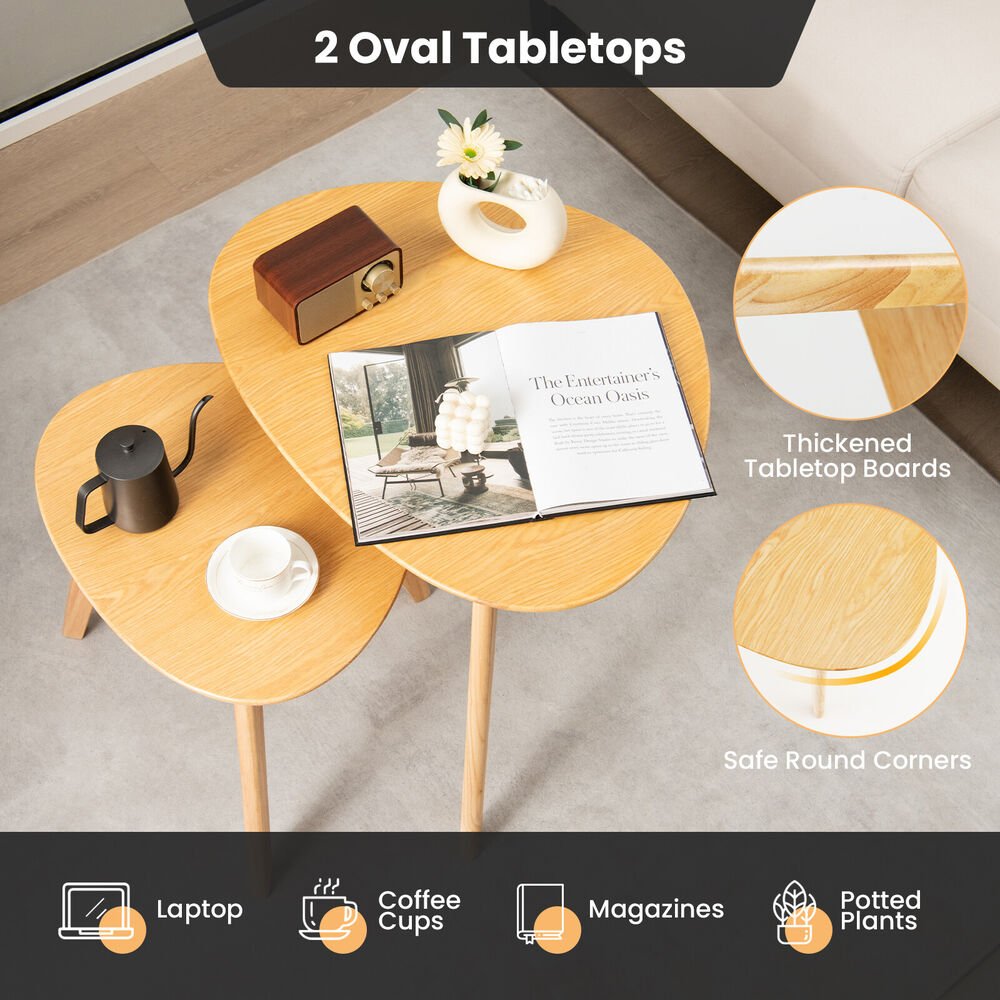 Gorm - Small Round Coffee Table Set of 2 Oval Coffee Table - Grella Boutique