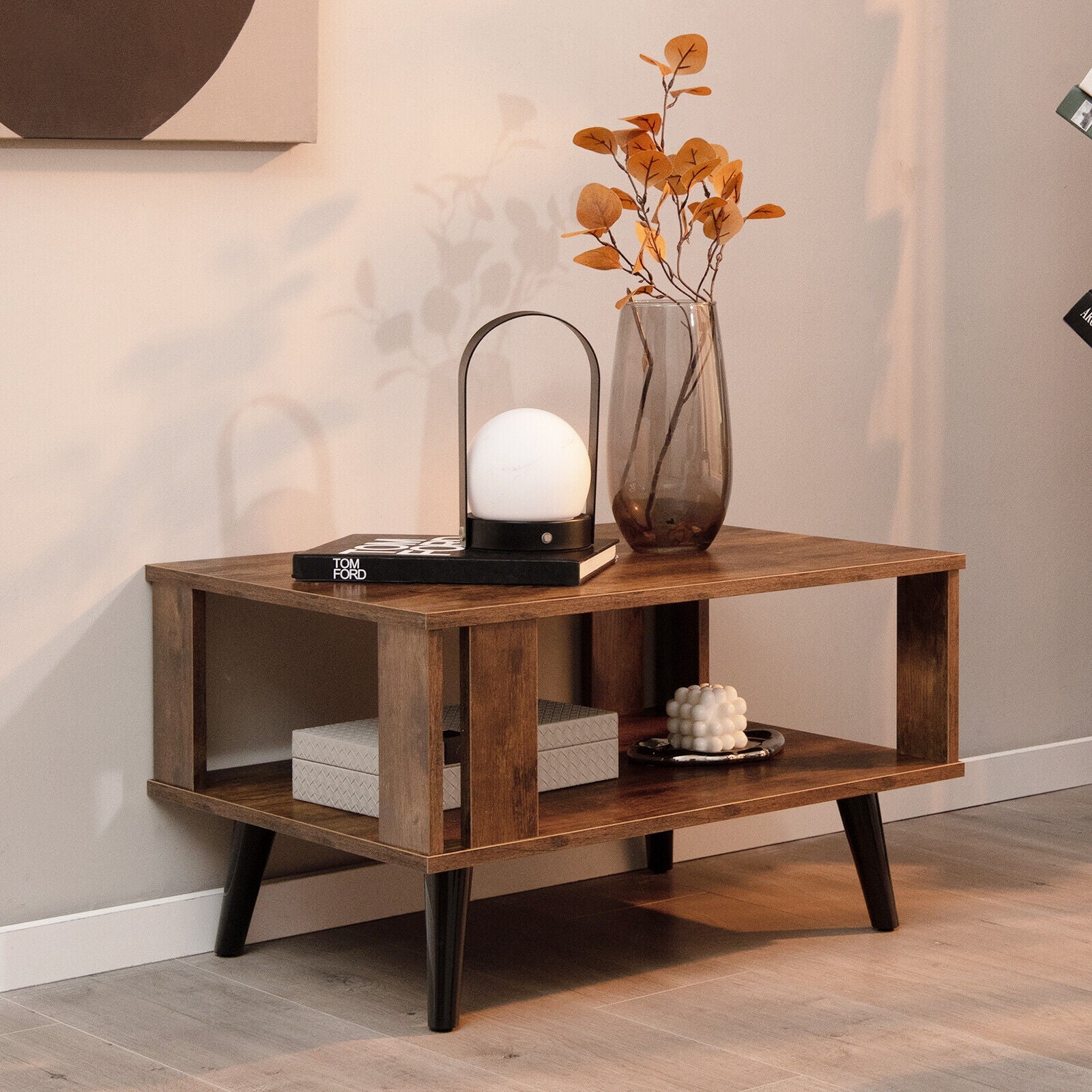 Lovisa - Wood Coffee Table with Storage Square Coffee Table with Storage - Grella Boutique