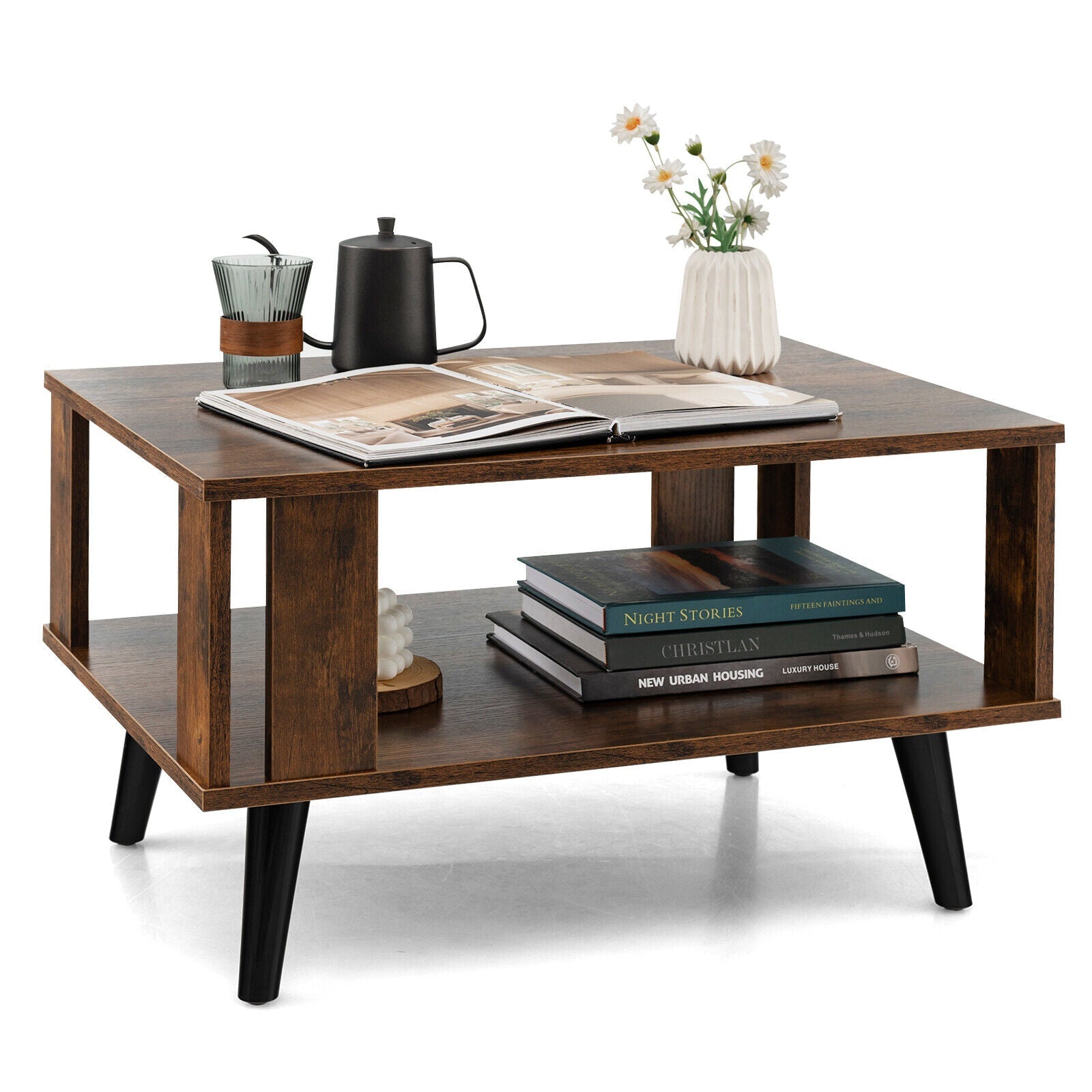 Lovisa - Wood Coffee Table with Storage Square Coffee Table with Storage - Grella Boutique