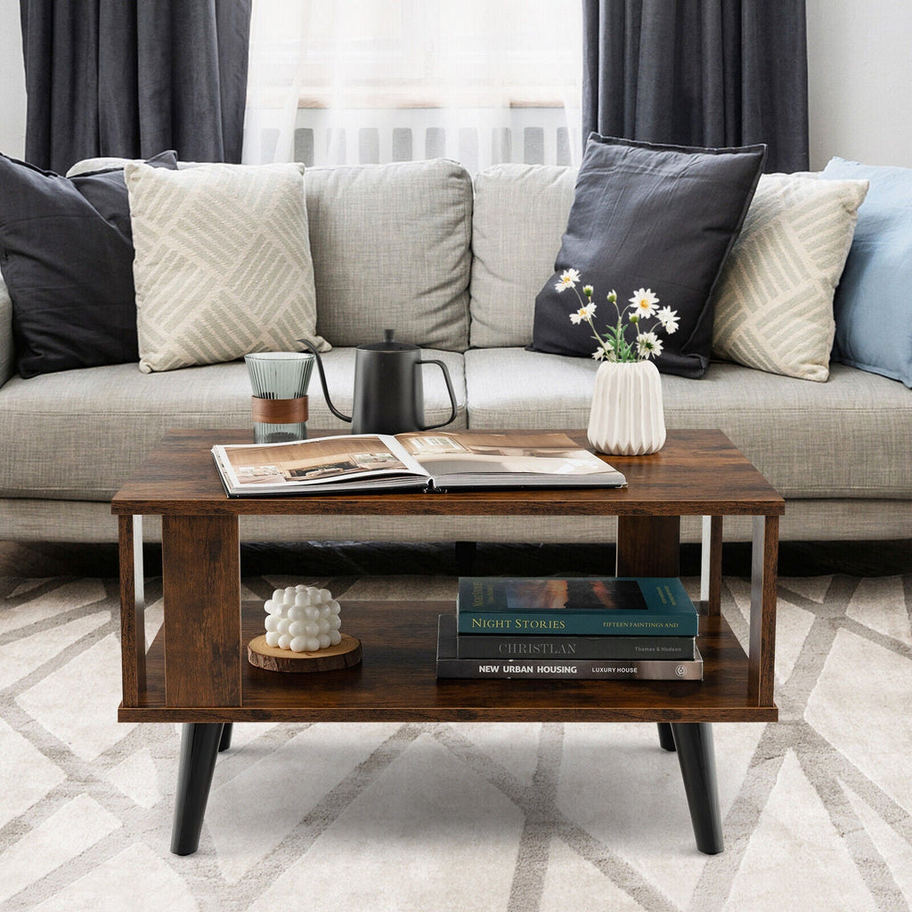 Lovisa - Wood Coffee Table with Storage Square Coffee Table with Storage - Grella Boutique
