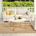 Sivert - Modern Oval Coffee Table Faux Marble - Grella Boutique