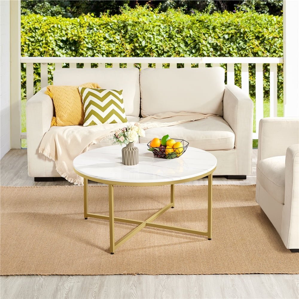 Sivert - Modern Oval Coffee Table Faux Marble - Grella Boutique