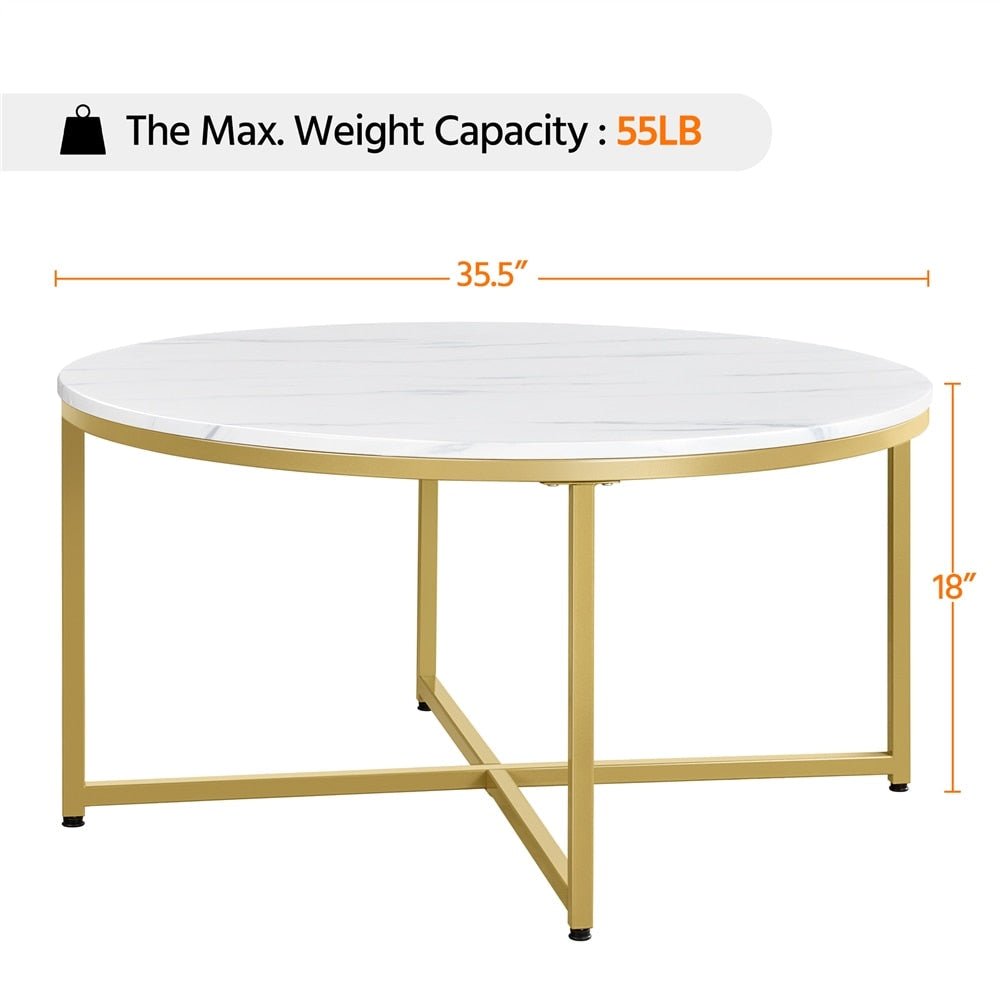 Sivert - Modern Oval Coffee Table Faux Marble - Grella Boutique