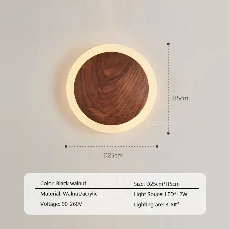 Tormod – Modern Walnut LED Wall Light - Grella Boutique